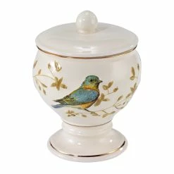 Promo 👍 Bathroom Jars Avanti Gilded Birds Covered Jar 🔔