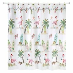 Brand new 😀 Shower Curtains Avanti Flamingo Jingle Shower Curtain ✔️