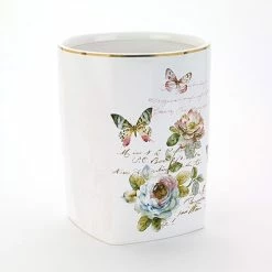 Wholesale ❤️ Trash Cans Avanti Butterfly Garden Ceramic Wastebasket 😀